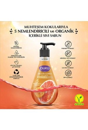 DURU SIVI SABUN ORGANIK MAN.& GREYFURT 500 ML