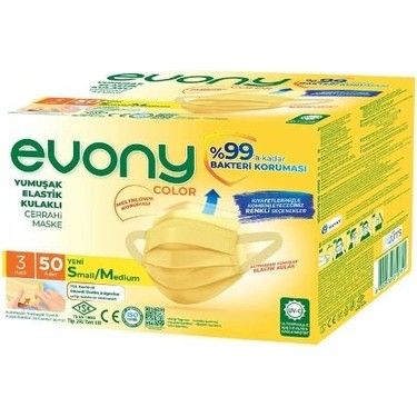 EVONY SARI MASKE 50 ADET